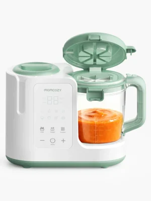 Momcozy AutoMeal Procesador de Alimentos para Bebés – Procesador de Alimentos de Vapor y Mezcla Automática de Un Solo Paso, Taza Grande de 15 oz y Diseño de 6 Cuchillas, Autolimpieza, Configuraciones