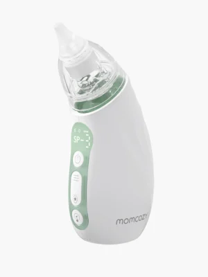 Aspirador Nasal Eléctrico Momcozy para Bebé – 3 Niveles de Succión, Luz y Música Calmante, Recargable y Portátil, con Estuche de Viaje
