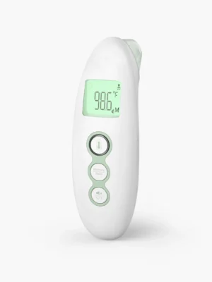 Termómetro de frente y oído Momcozy sin contacto, termómetro digital infrarrojo para adultos y niños, con modo para niños, función de alarma de fiebre, funciones de silencio y memoria, medición rápida