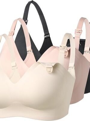 Sujetador o Brasier de lactancia Momcozy YN21-Paquete de 3-negro,beige,crema
